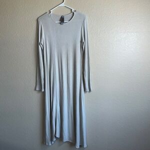 Go Couture Ribbed Knit Long Sleeve‎ Midi Dress Neutral Soft Loungewear Size M